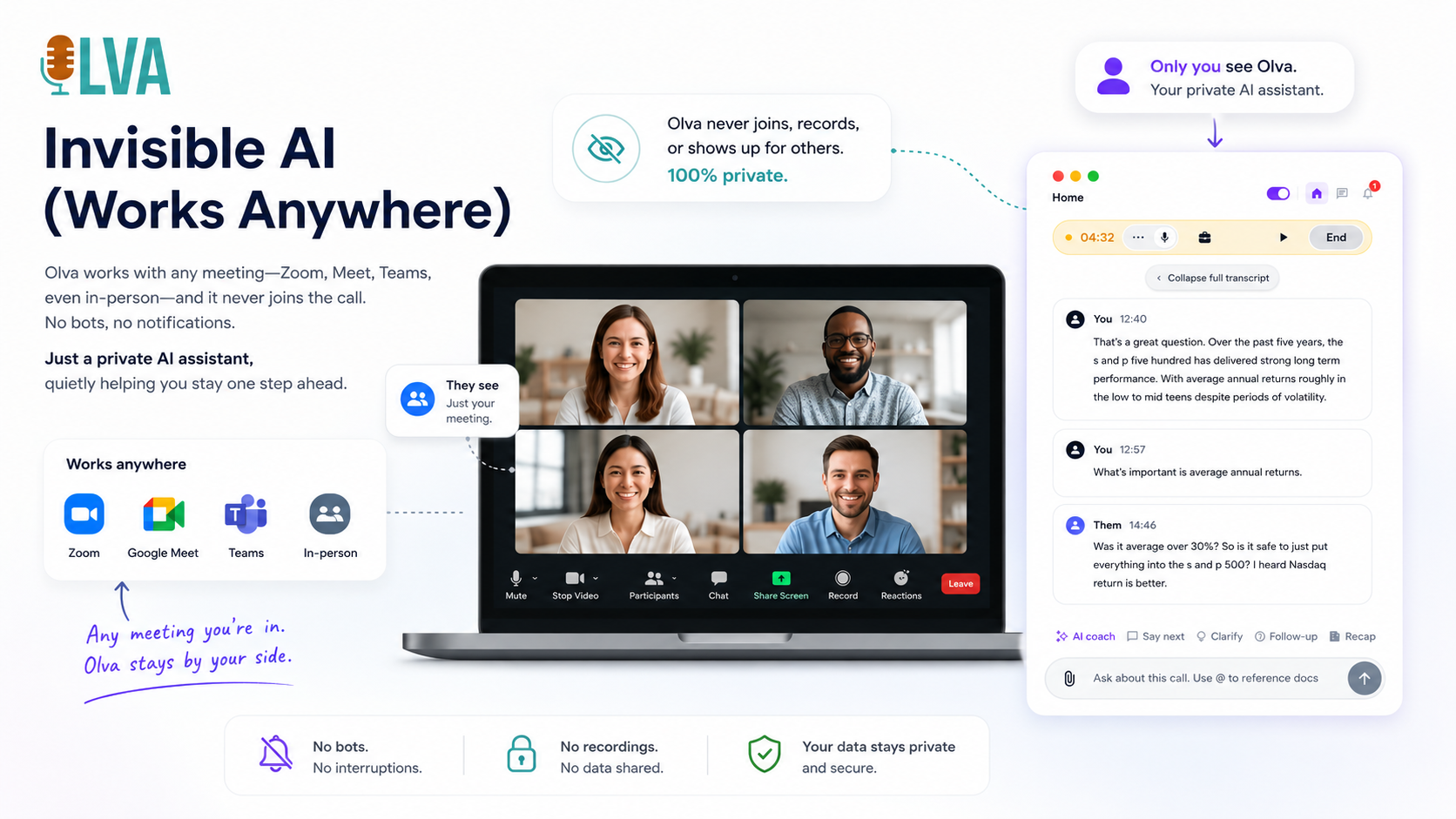 OLVA used for online and in-person conversations from one companion