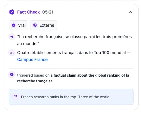 OLVA French fact check insight card